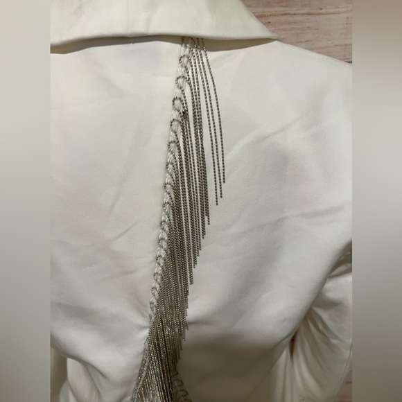 Athena Women’s open back silver chain white blazer jacket size small. - Picture 8 of 15